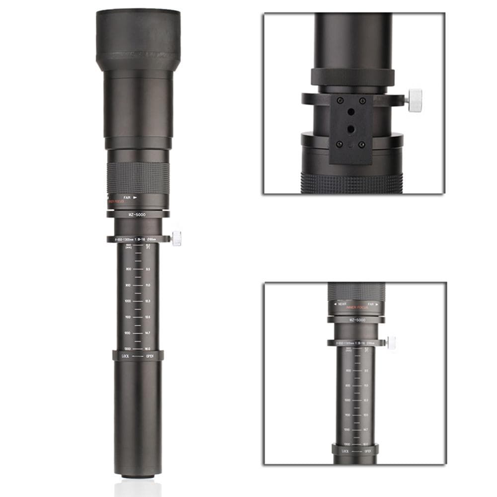 Kelda 6501300mm F8.016 Ultra Telephoto Zoom Lens with TMount for Canon Nikon DSLR Camera