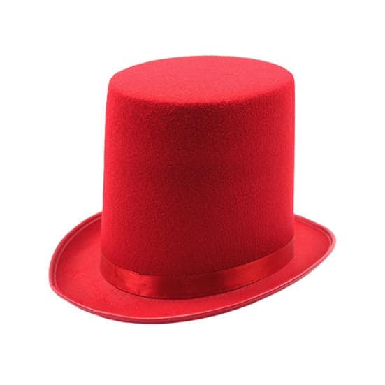 Yousheng High Top Hat Magician High Hat British Black Jazz Topper Hat Male And Female Court Gentleman Flat Felt Hat for Performances Role Play red