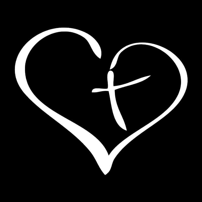 Heart love cross Jesus cross Sticker on The Car Vinyl Decal Waterproof Decoration Car Stickers 20x17cm white