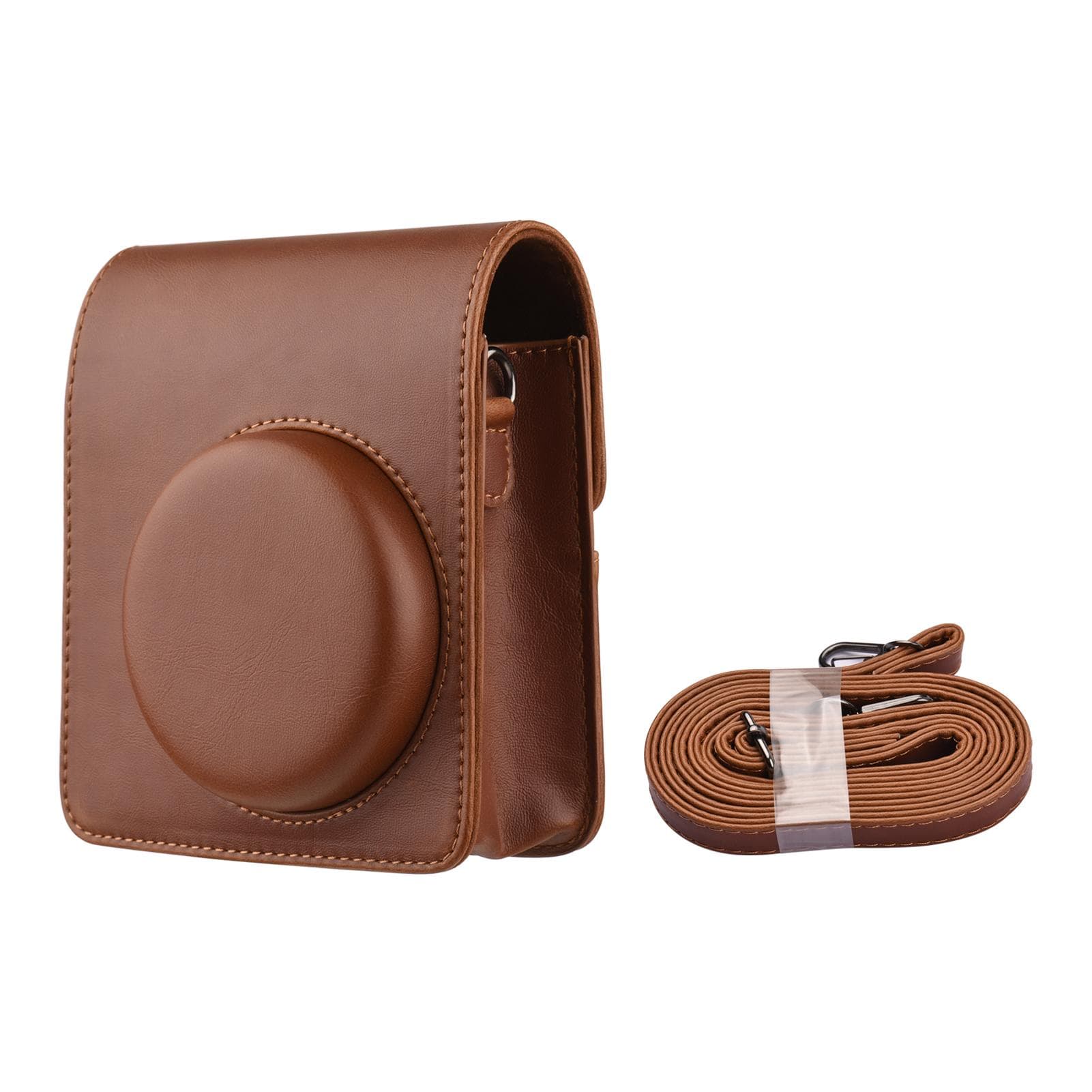 Instant Camera Protective Case PU Leather Camera Storage Bag with Removable Adjustable Shoulder brown