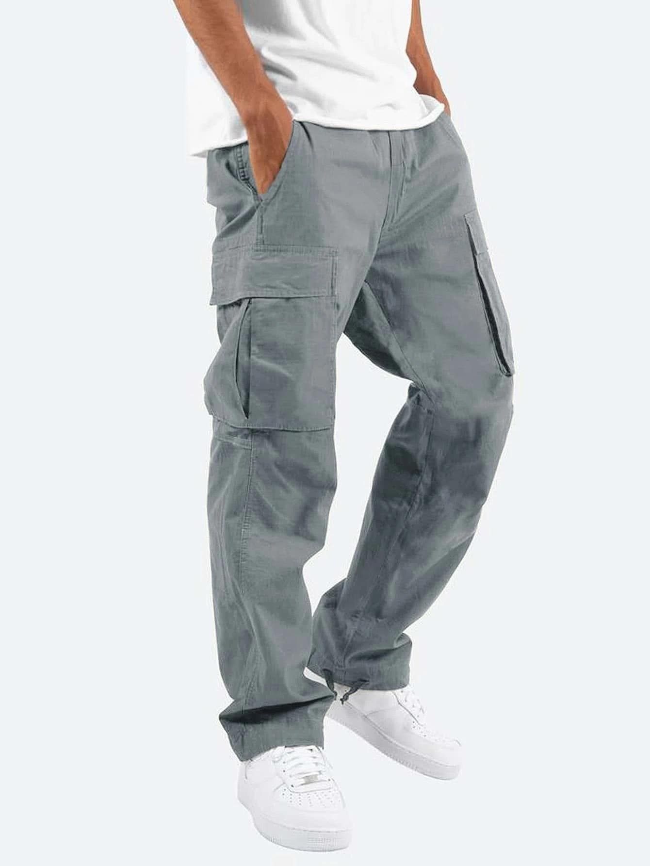 New Drawstring Multi-pocket Work Casual Pants for Men 5XL