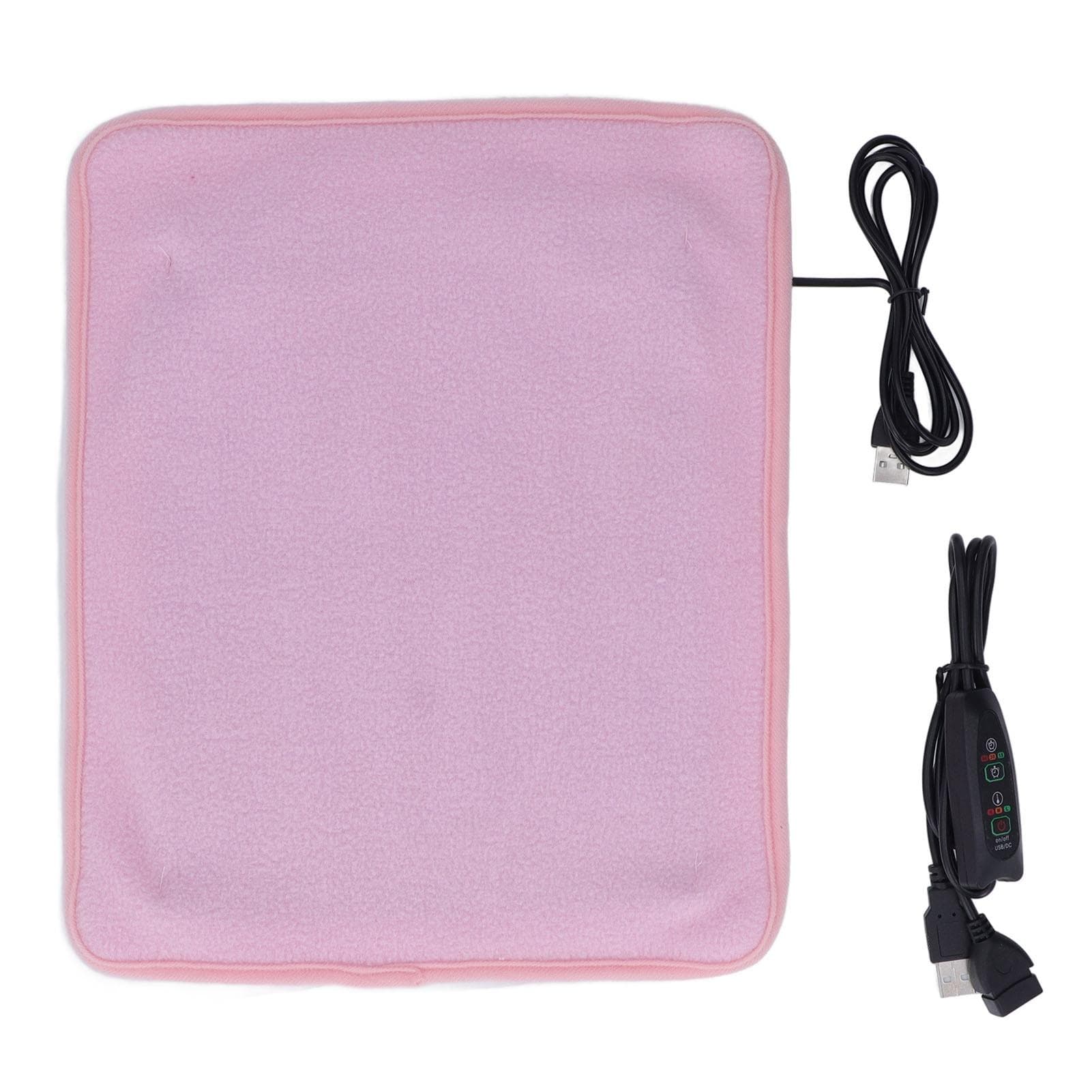USB Heating Pad 3 Temperature Gears Keep Warm Shoulder Neck Leg Waist Heated Mat with Timing Dark pink