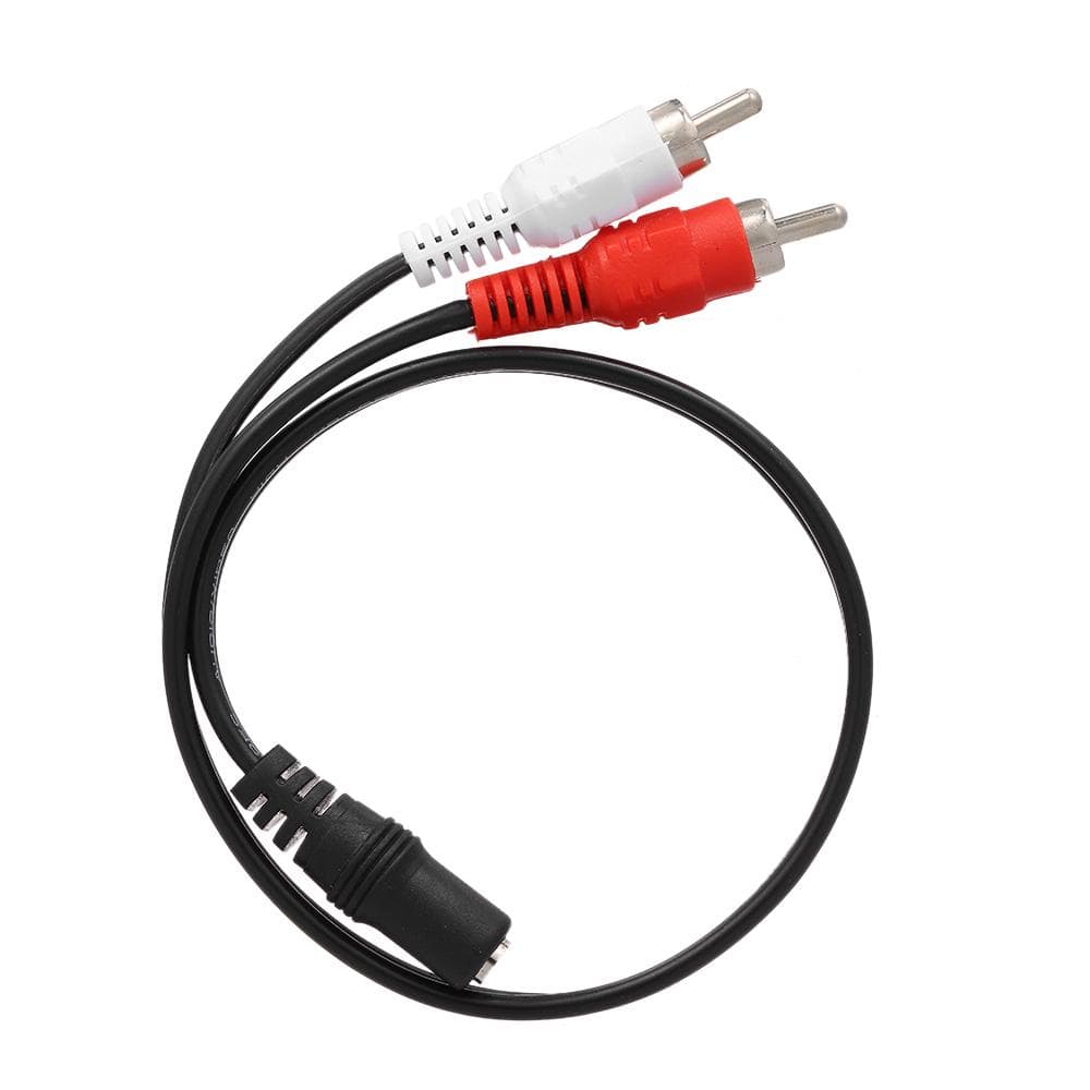 3.5mm Female To 2 RCA Male Aux  Gold Plated Stereo Audio Adapter black