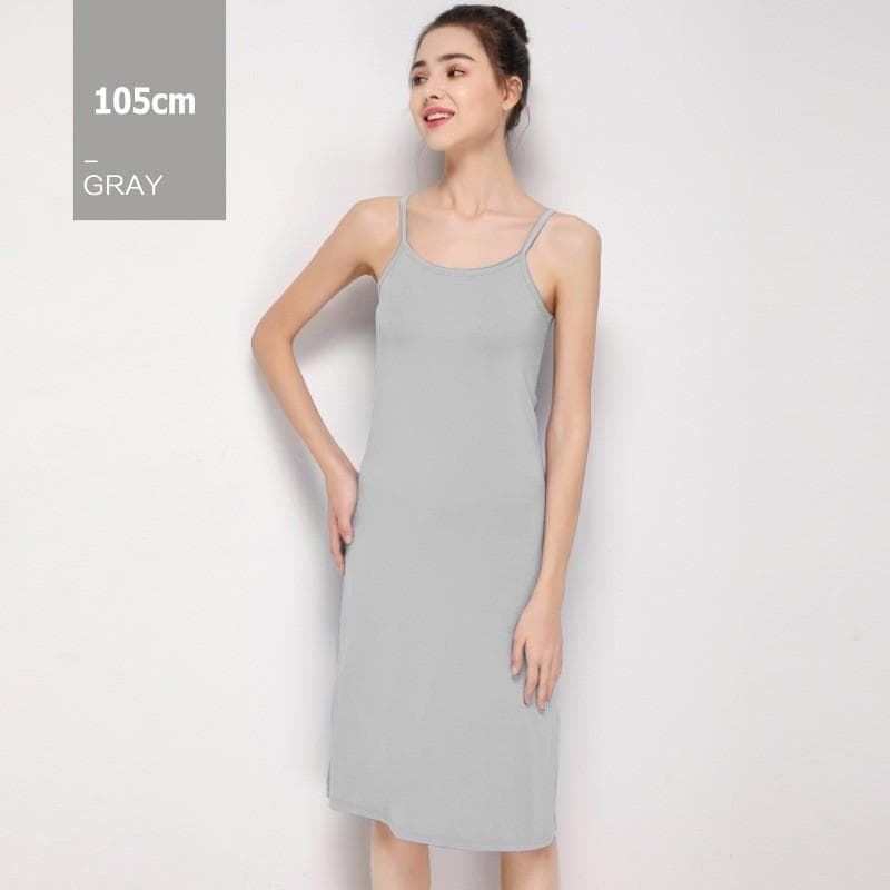 Modal Slip dress Women Spaghetti strap Underdress Inner Petticoat XL gray