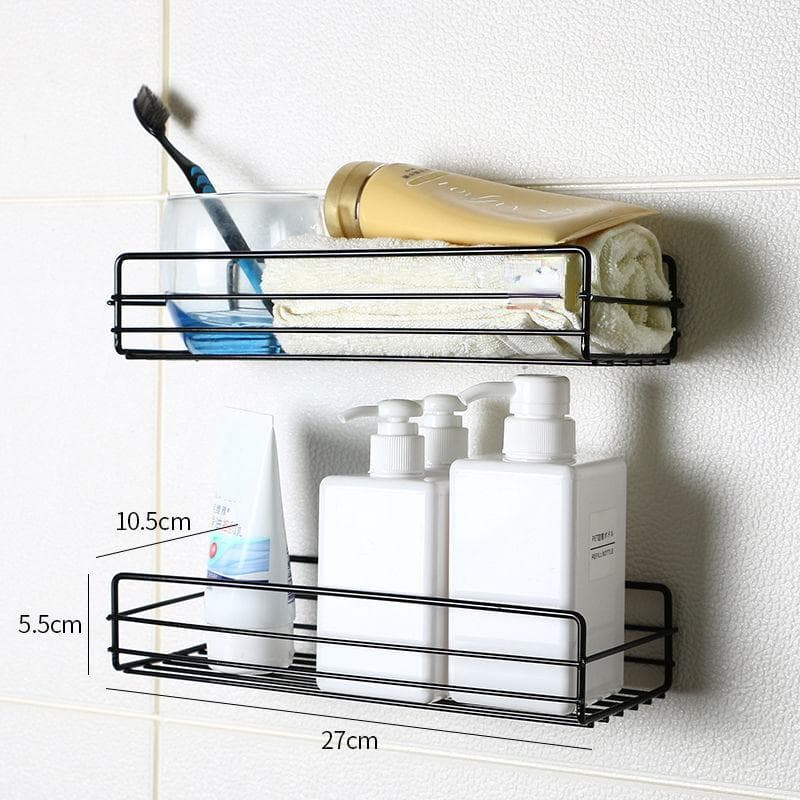 2 Pcs Metal Triangle Shelf Corner Wall Hanging Storage Rack Display Flower Stand Hole-free Place Stand Group 3 black