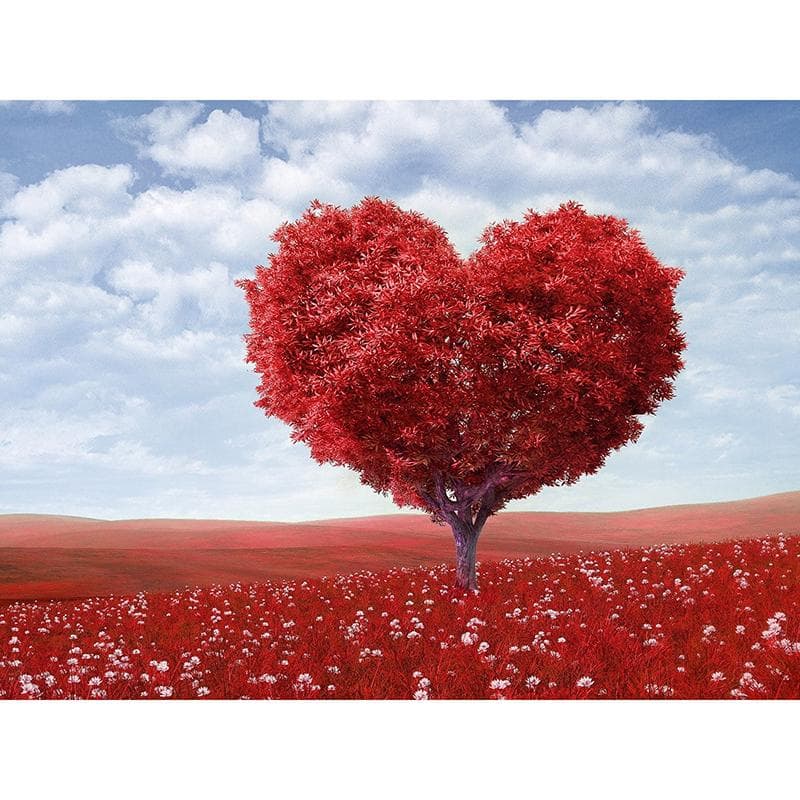 Home Decor Diy Diamond Painting Cross Stitch Red Heart-shaped Tree Round Drill Diamond Embroidery 20X30CM