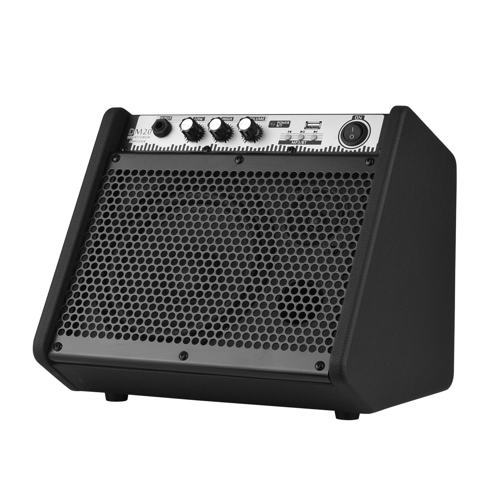 DM20 20W Electric Drum Amplifier Keyboard Amp Wireless BT Speaker 2-Band EQ Supports USB EU Plug black
