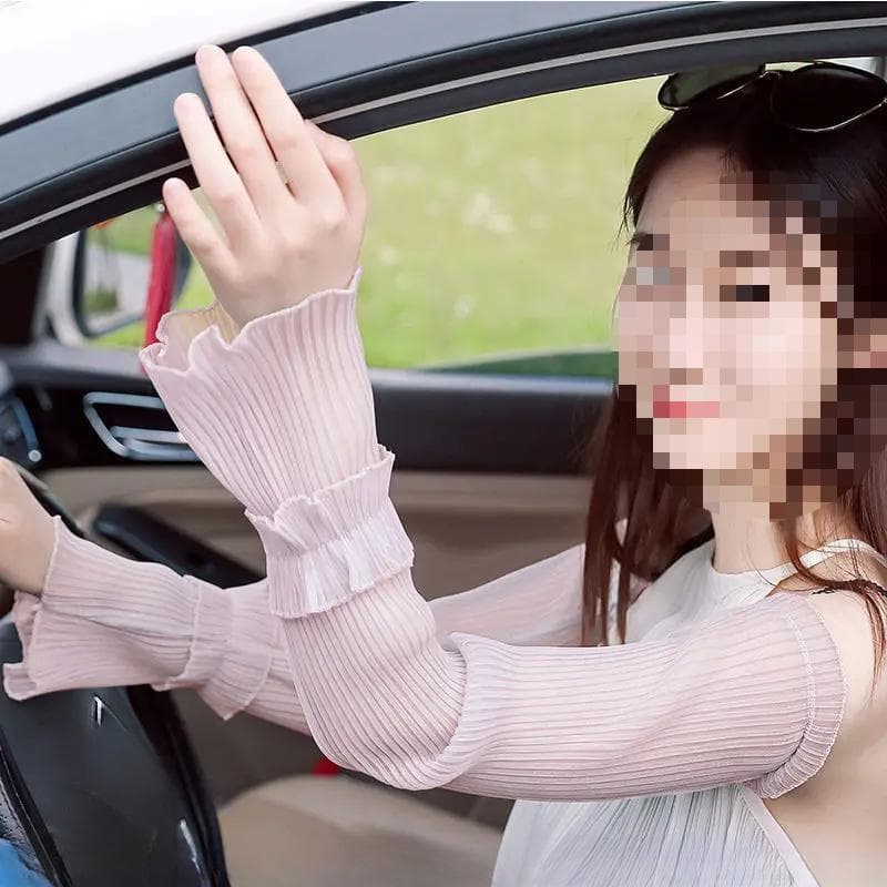 Sun-protective Sleeve Soft Silk Gloves Long Mittens Breathable Sunscreen Sleeves Summer Women Clothes Accessories Arm Warmer pink