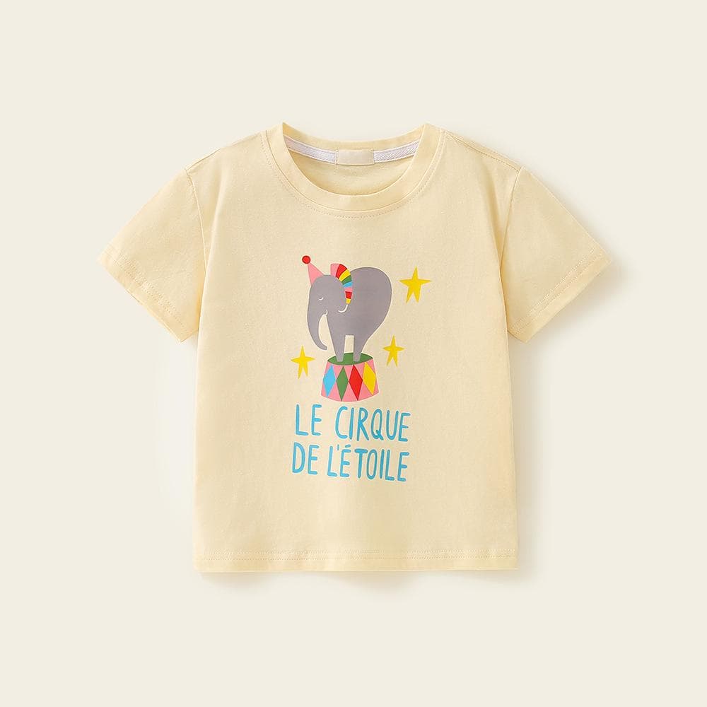 Foreign Trade Children's Wear Girls' Short-Sleeved Cartoon T-shirt Top Trendy Summer New Children's round Neck Baby 140cm