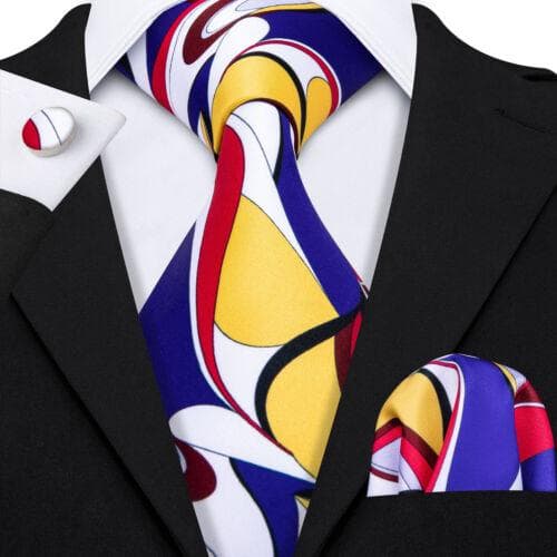 198 Colors Mens Silk Tie Black Blue Red Necktie Hanky Cufflinks Wedding 3PCS Set N-1230