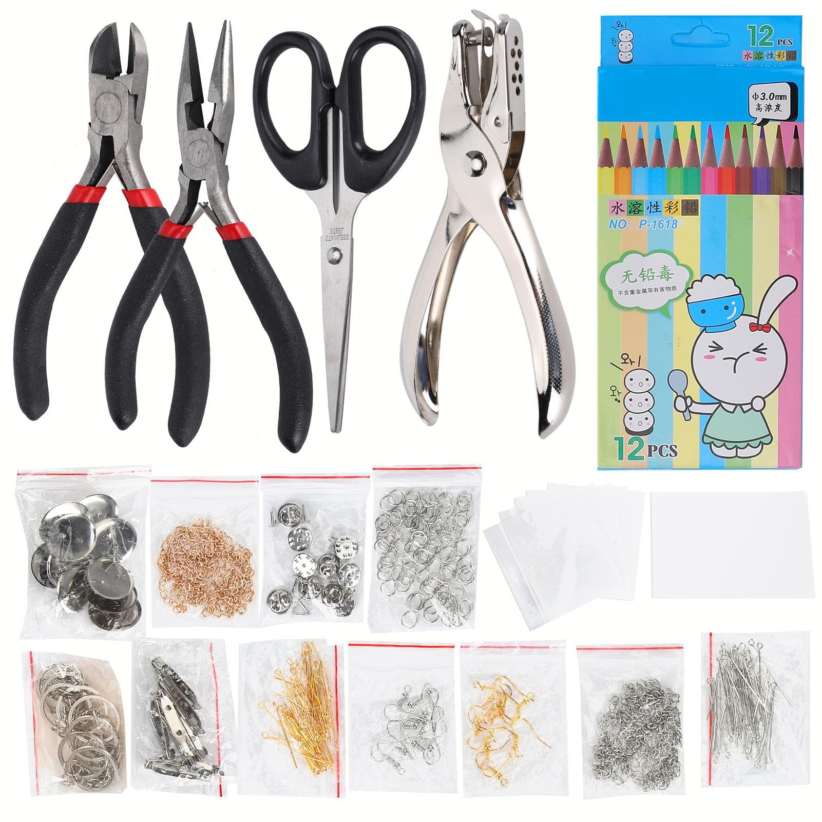 Shrink Sheet Kit Heat Shrinkable Film HandPainted DIY Color Pencil for Children Keychain