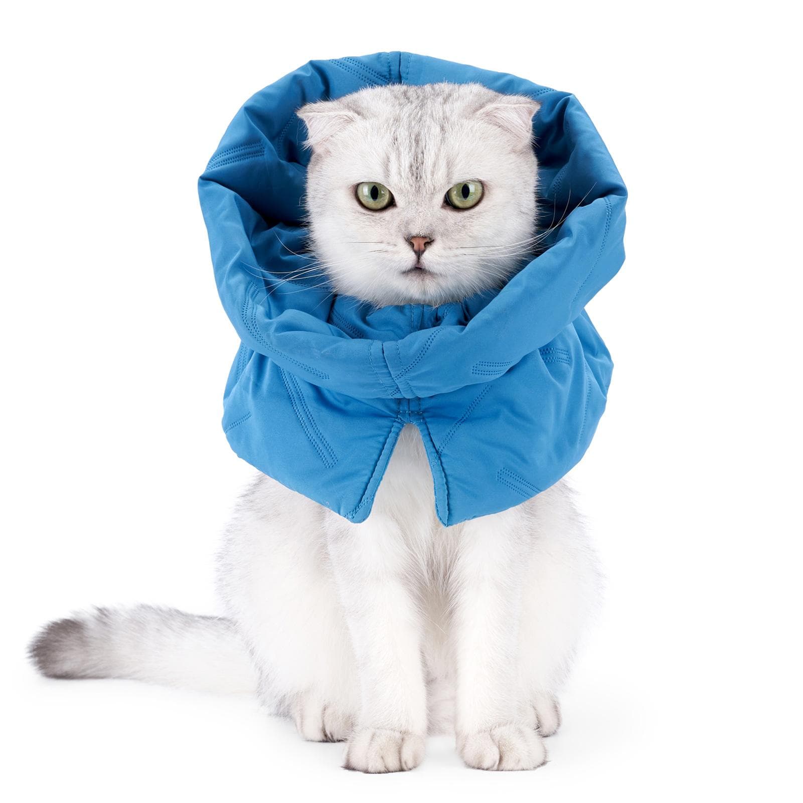Cat Cone Collar Stop Licking Adjustable Scarf Warm Recovery Collar Medium royal blue