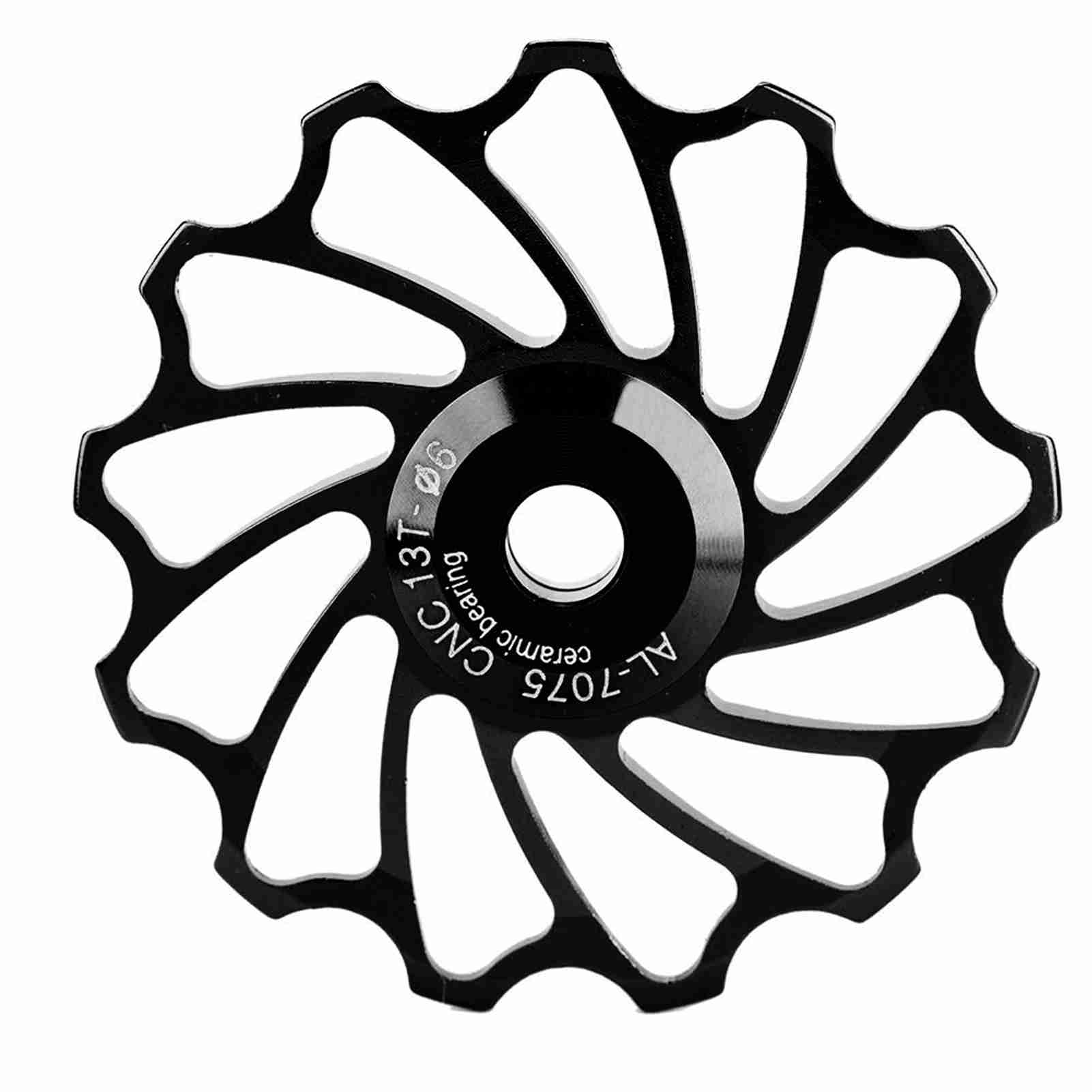 1 Pair MEIJUN Ceramic Bearing Rear Pulley Jockey Wheel Bike Guide Roller (13T, Black)