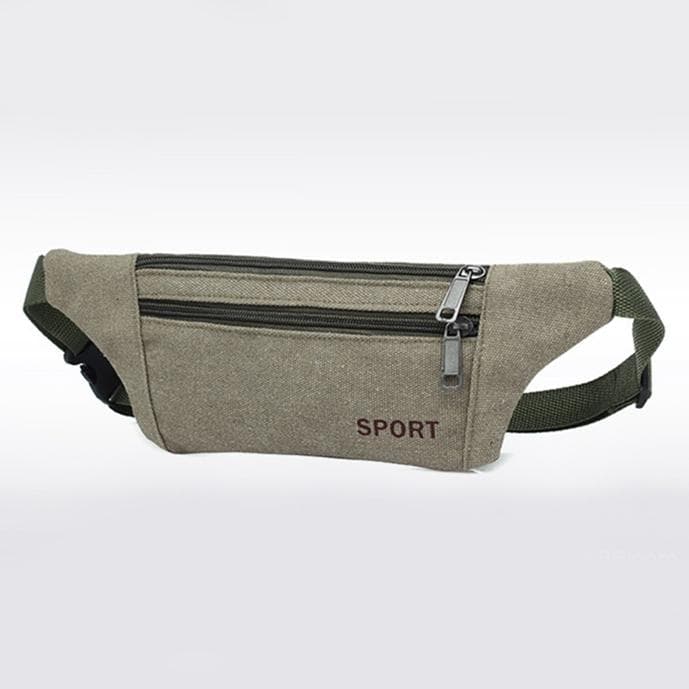 Women Men Fanny Pack Waist Belt Bag Canvas Purse Travel Camping Hiking Bag Pouch for Phone Coins green