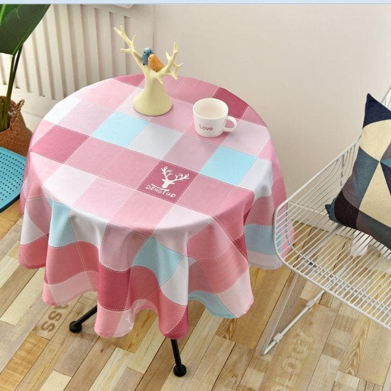 Proud Rose Waterproof Tablecloth Printed Round Table Cover Tea Table Cloth for Wedding Party Home Dining Table Decor Wash-free 90cm round