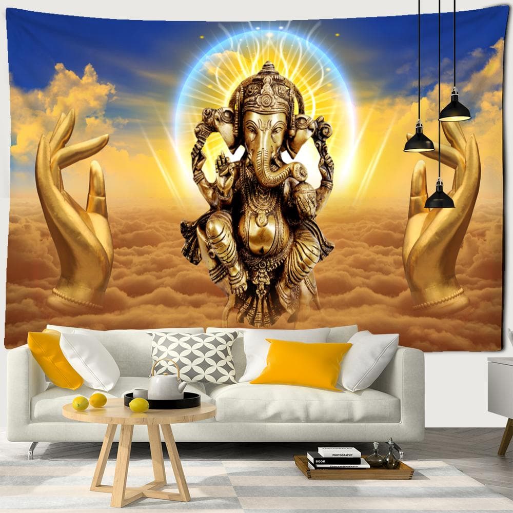 Elephant Bergamot Tapestry Wall Hanging Thai Bohemian Buddhist Sleeping Mmat Living Room Art Family Decoration 230x150CM
