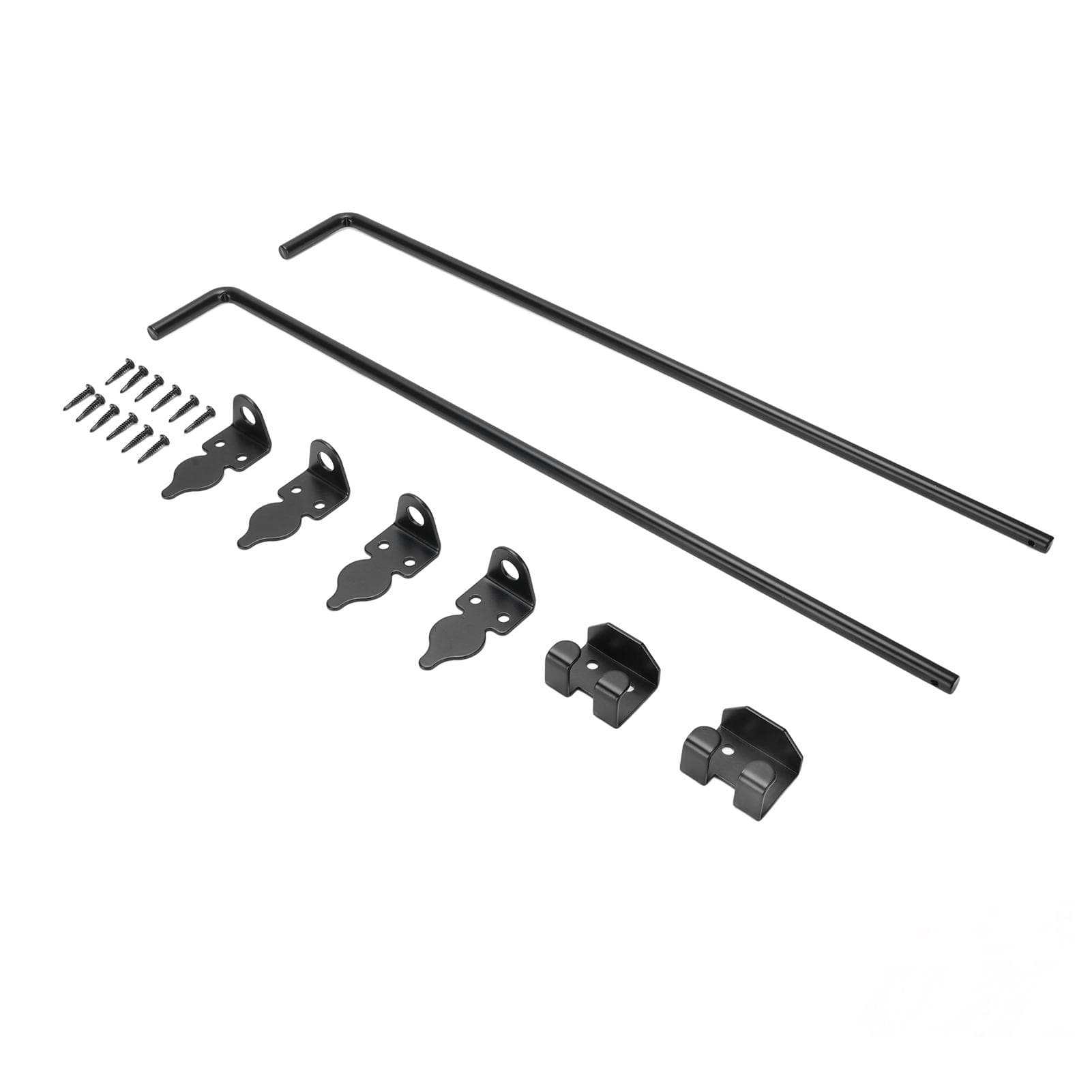 2 Set Door Drop Bar Kit Alloy Steel 24in Gate Ground Latch for Heavy Doors Fences