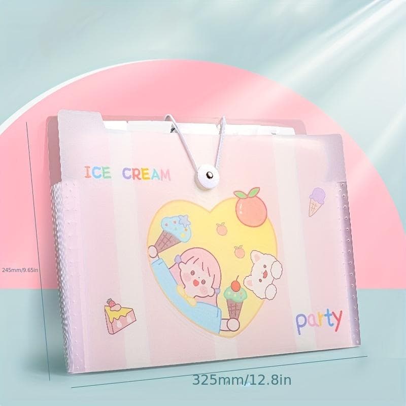 2-piece multi-layer cartoon transparent file bag, A4 folder, student use transparent insert paper folder 8 pages