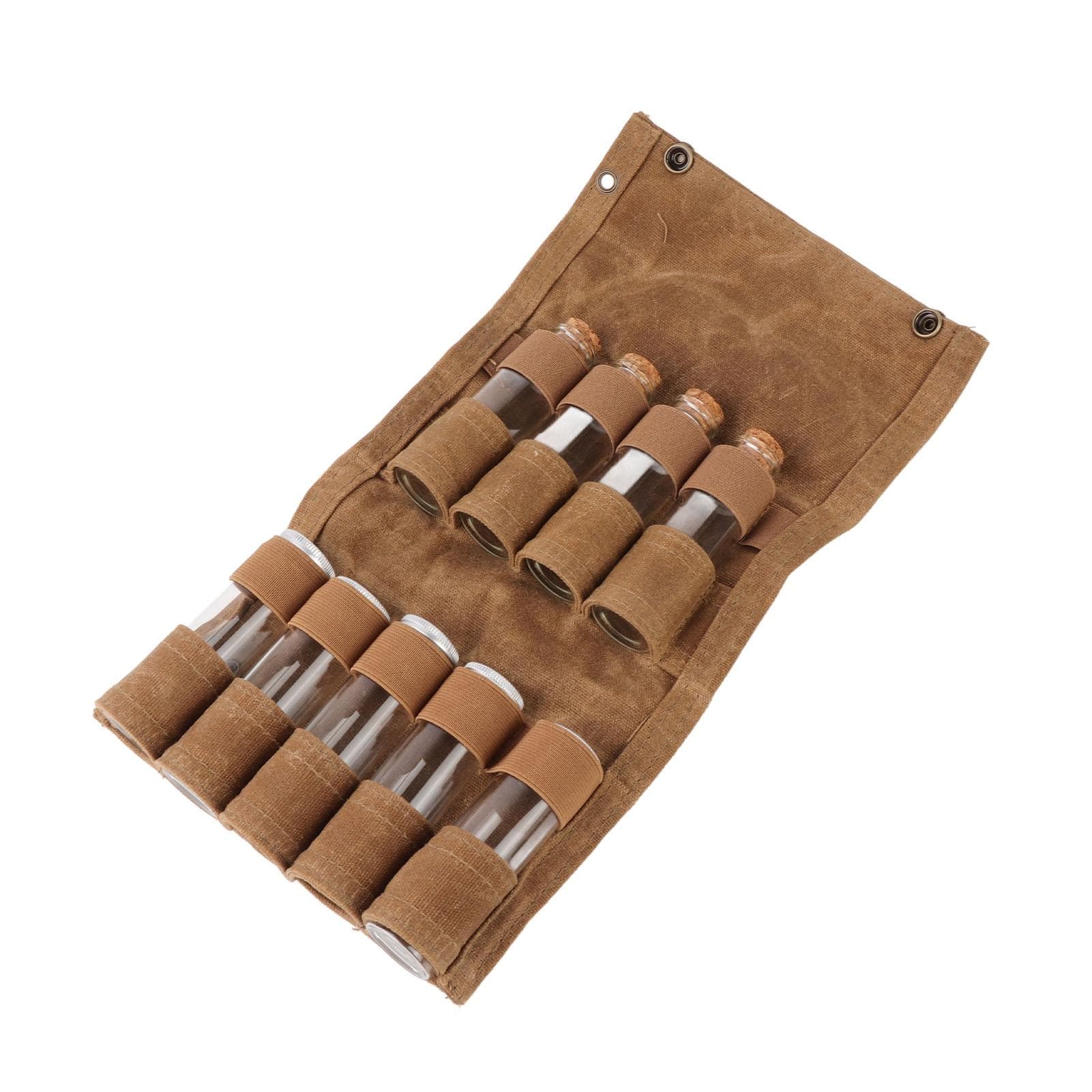 Portable Spice Bag Multipurpose Canvas Seasoning Storage Bag with 9 Spice Jars for Outdoor Camping