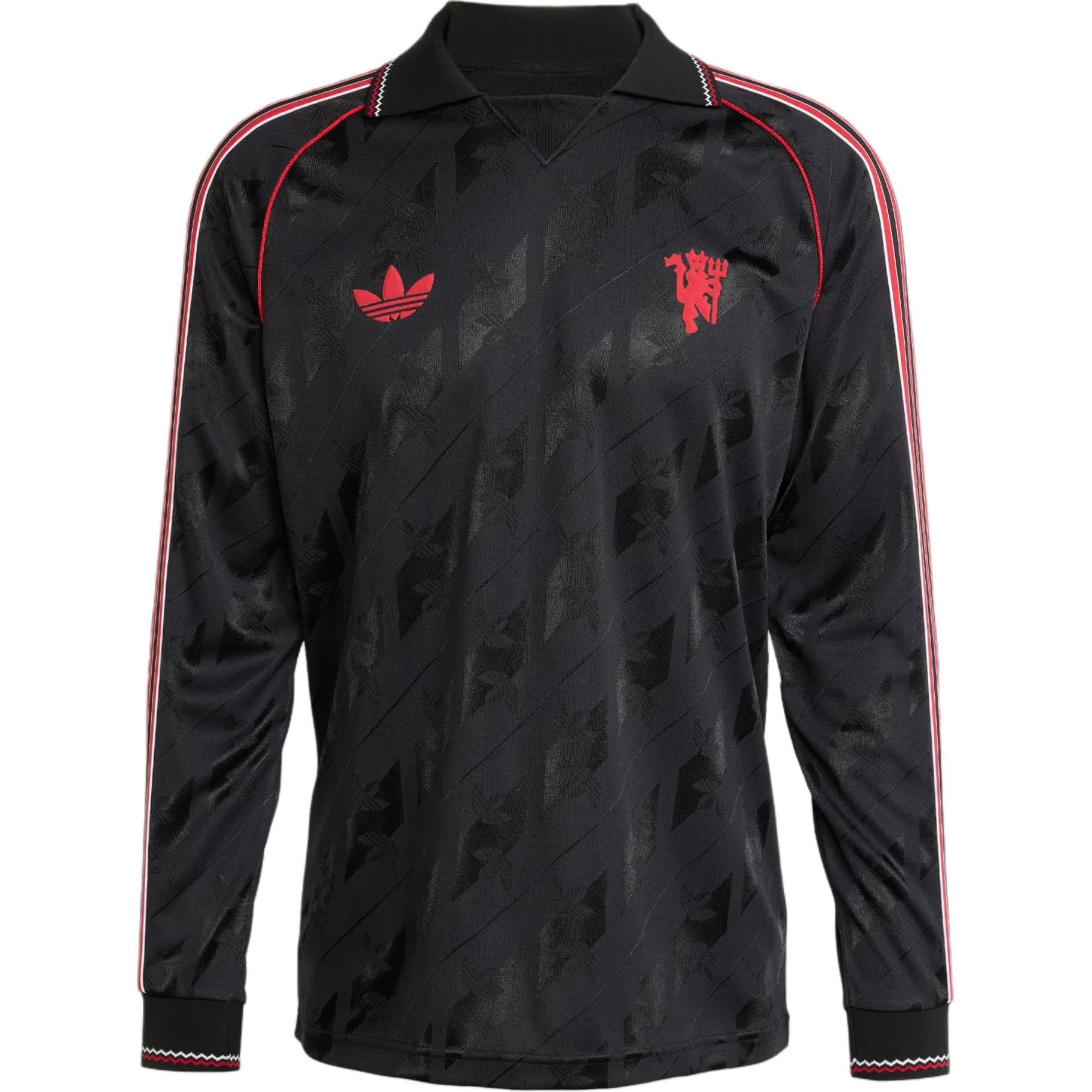 Adidas Originals Lfstlr Ss24 Manchester United Series Fan Version Polo Letter Long Sleeve Football Shirt Men tops Black IS6522 M
