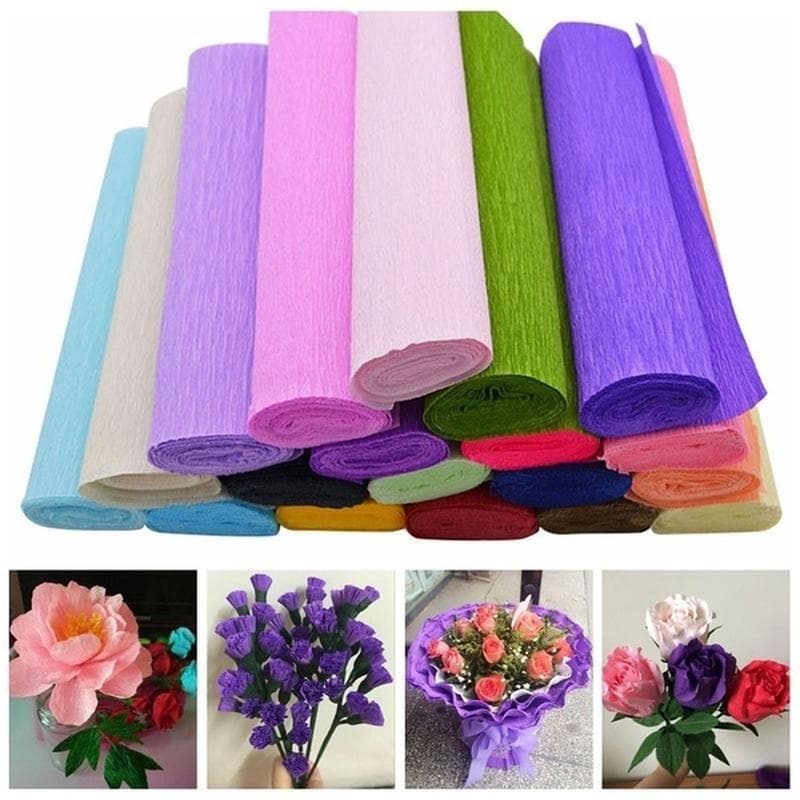 250*50cm/Roll DIY Flower Wrapping Packing Crepe Papers Handmade Materials pink