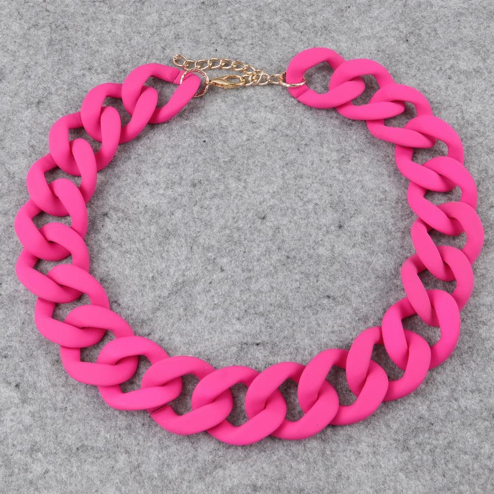 Statement Matte Long Chain Necklaces for Women Vintage Chunky Choker Jewelry pink