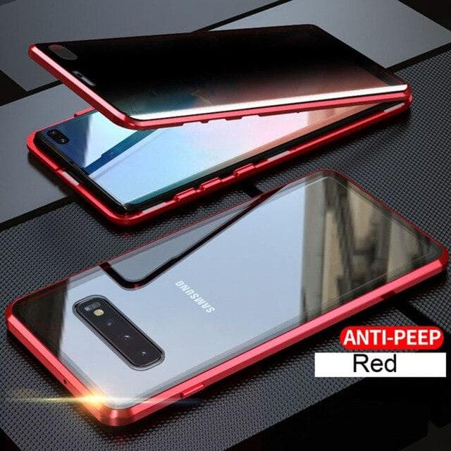 Privacy Anti Peeping Metal Magnetic Double Sided Glass Case For Samsung S26 S25 Ultra S22 S20 S21 S10 S9 S8 Note 20 10 9 8 Plus Ultra A71 A51 A70 Galaxy Note20 red