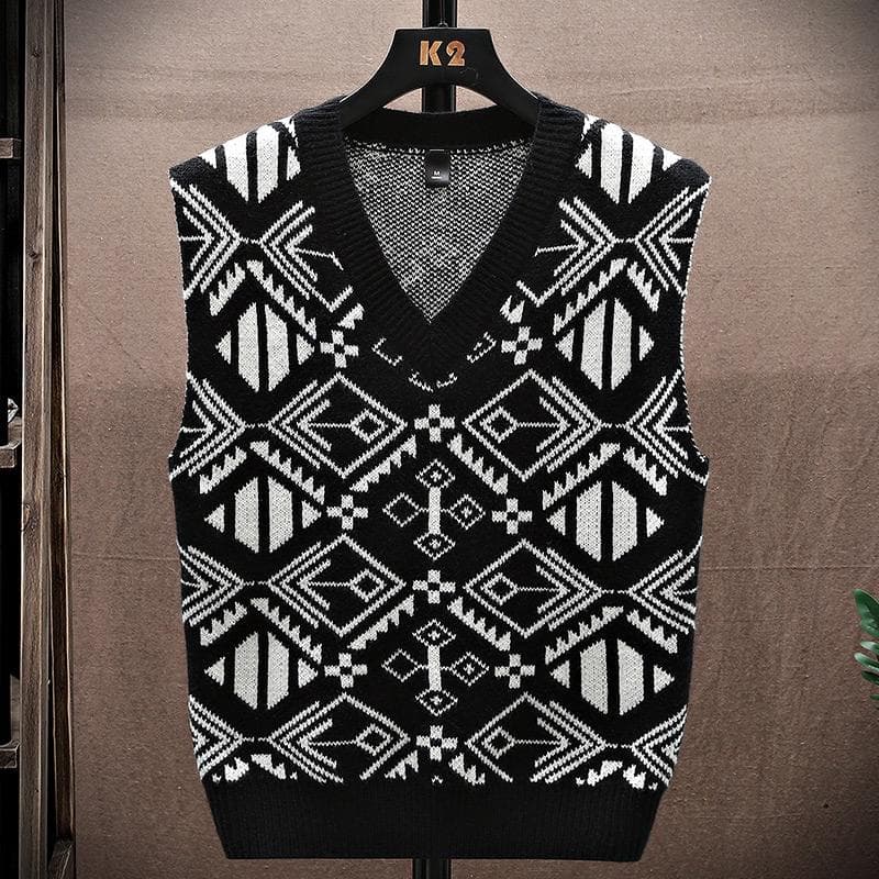 Sweater Tank Top Men's Vest Underlay V-neck Sleeveless Sweater Sweater Couple warm vest 15 different flower shapes in different colors XL