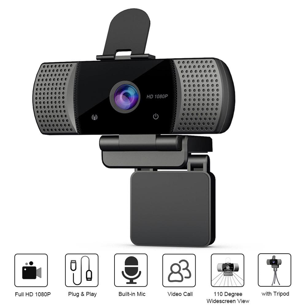 Full HD 1080P Wide Angle USB Webcam USB2.0 Drive-Free With Mic Web Cam Laptop Online Teching black