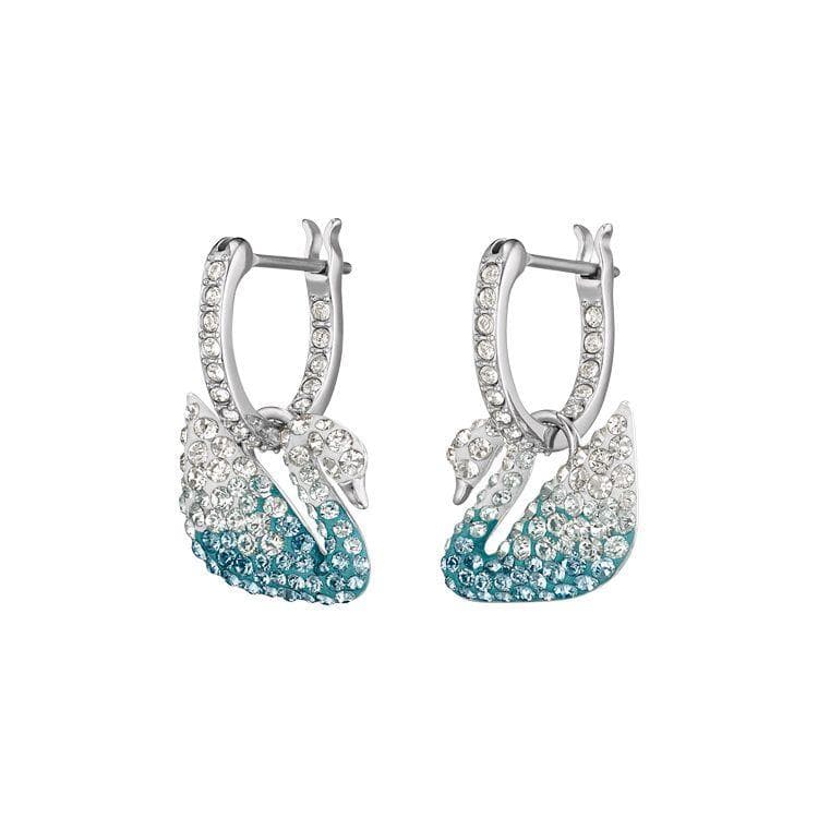 Swarovski Iconic Swan Crystal Earrings Women earrings Blue 5512577 Box (Random Color)
