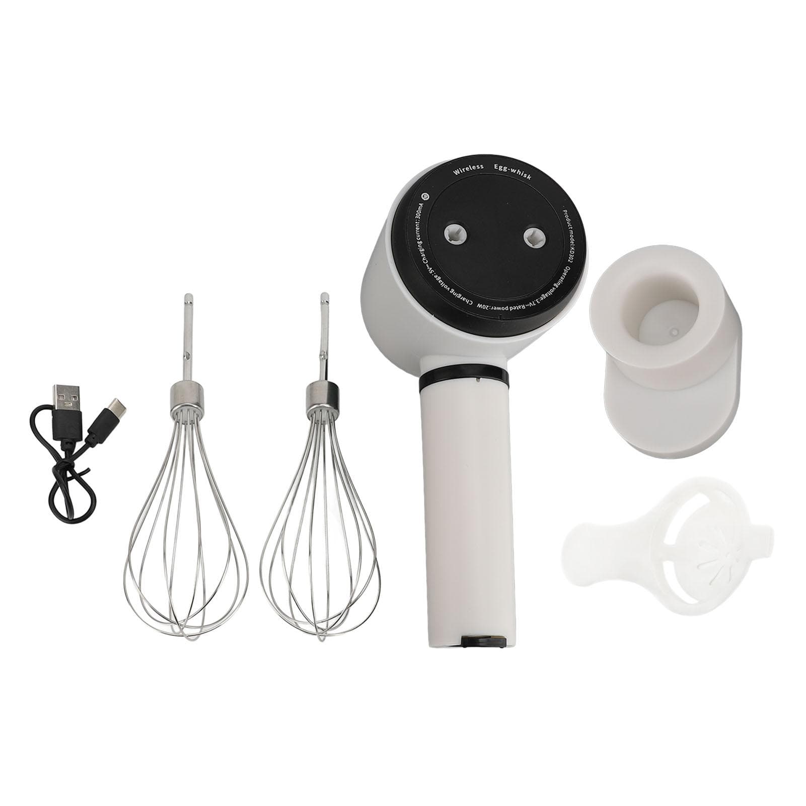 Electric Hand Mixer Dual Head Stainless Steel USB Rechargeable Low Speed Cordless Electric Hand L(for 6.5-9kg)