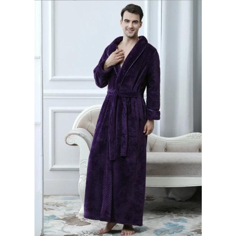 Extra Long Thermal Bathrobe for Men and Women, Jacquard Flannel, Hotel Robe, Sauna and Swimming Pool, Large Size, Premium XL
