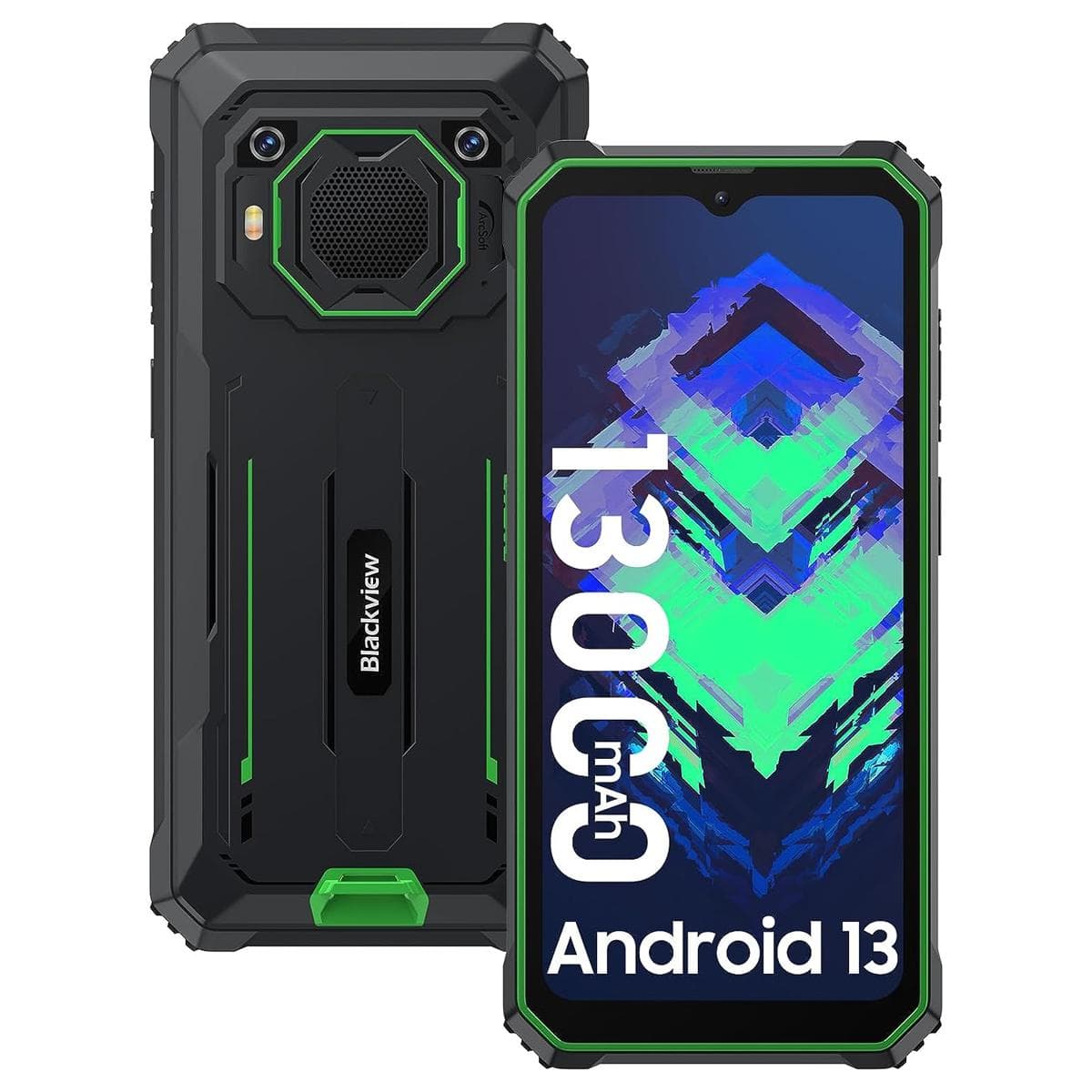 Refurbished Blackview BV6200 Rugged Phone 8GB 64GB 13000mAh Andriod13 Octa Core Mobile Phone 6.56'' Waterproof Smartphone green
