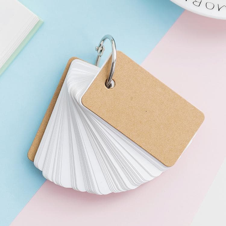 100 Sheets Kraft Paper Blank Flashcards with Binder Rings Spiral Notepads Kids Mini Notebooks Study Cards Book Kawaii Stationery yellow