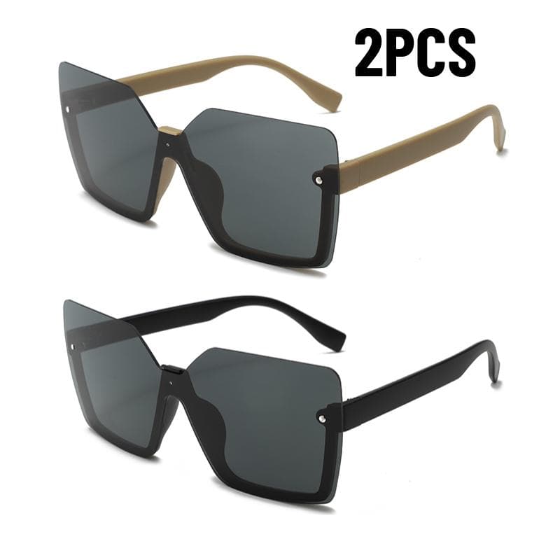1PCS Square Rimless Sunglasses Women Men Punk UV400 One Piece Sun Glasses Round Face Outdoor Eyewear Trends