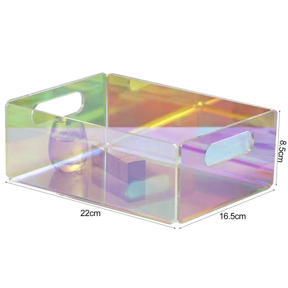 Acrylic Tray Bathroom Organizer Iridescent Acrylic Storage Box Multi-functional Organizer for Makeup Tissues Desktop Essentials