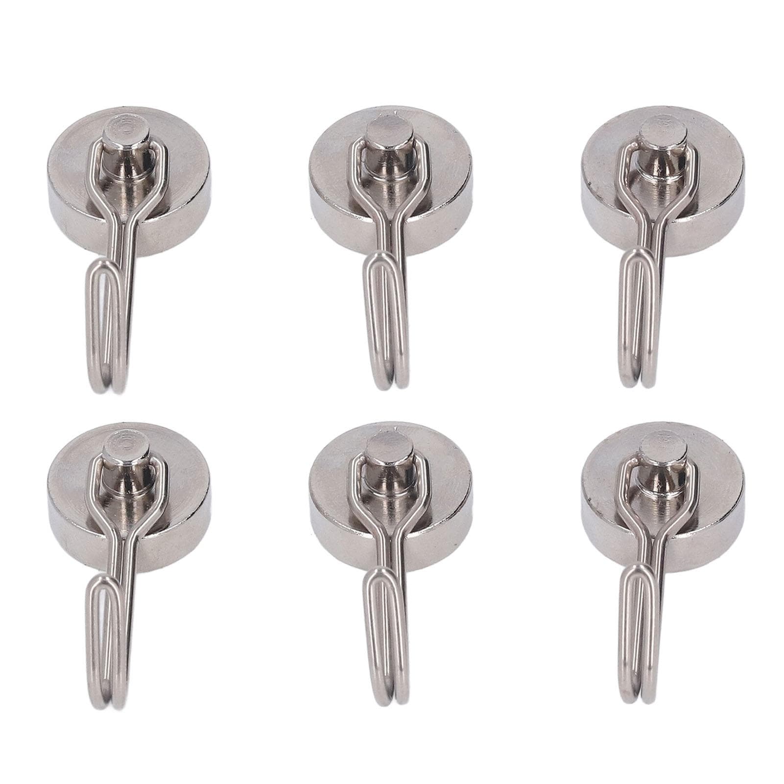 6Pcs Magnetic Hook 180 degrees Rotation 0?8kg Strong Neodymium Magnet for Refrigerator Home Nickel Colour