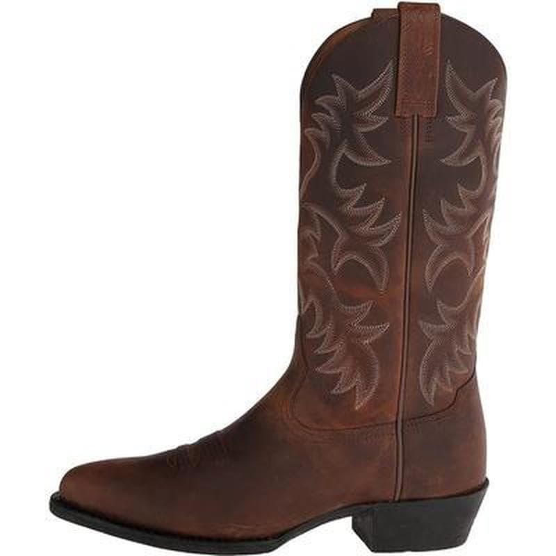 Men's Retro Distressed Western Boots Leather Cowboy Boots Embroidery Tall Boots Chunky Heel Pointed Toe Knight Boots Botas Masculinas 39 brown