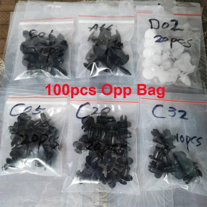 100pcs Mixed Auto Fastener Clip Car Body Push Retainer Pin Rivet Bumper Door Trim Panel Retainer Fastener Kit Car Accessories 100pcs-OPP Bag