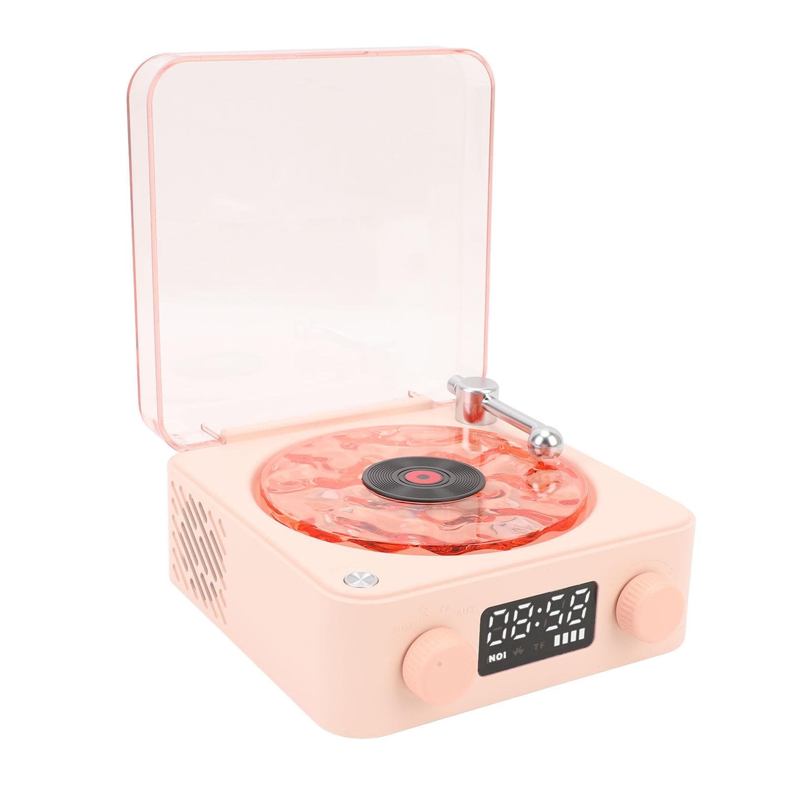 Vintage Record Player Bluetooth Speaker 4 Modes Portable Wireless Turntable Stereo Speaker with pink