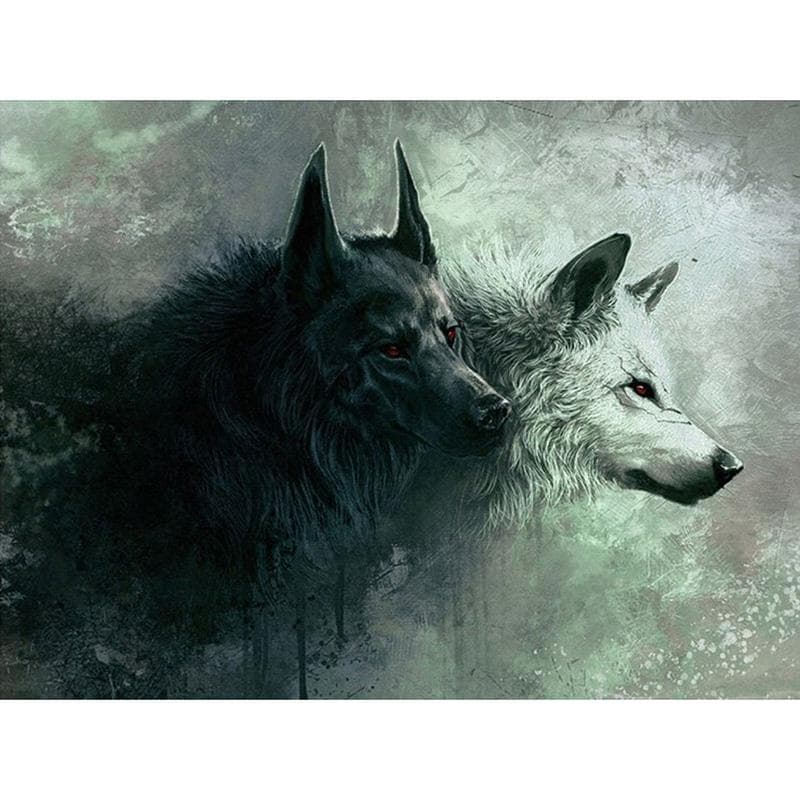 Diy Diamond Painting Cross Stitch Cartoon Animal Wolves Diamond Embroidery Needlework Rhinestone 20X30CM