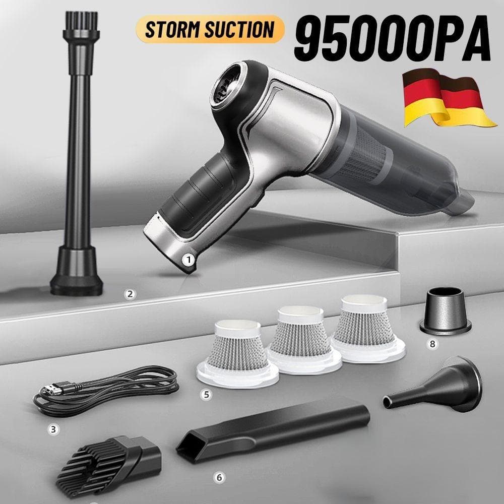 New German Brushless 95000Pa Wireless Car Vacuum Cleaner Strong Suction Handheld Household Mini Vacuum Cleaner Dry and Wet Separation silver