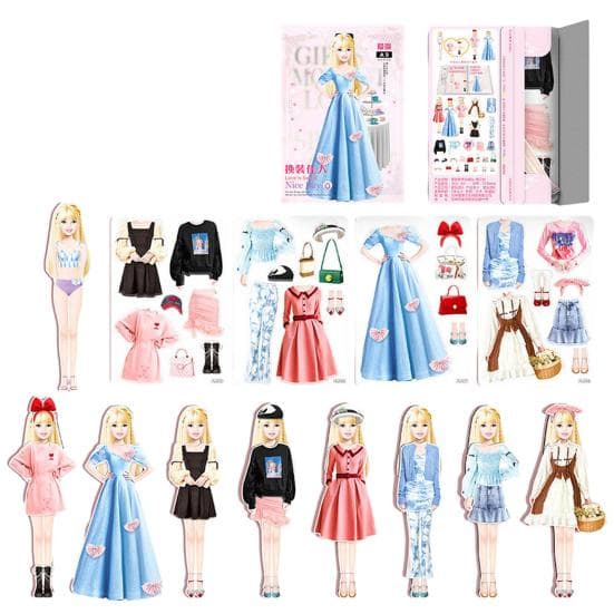 Magnetic Princess Dress Up Paper Doll Pretend Play Toy Smooth Burr-Free Encourage Creation Funny Clothes Dress Up Puzzle Game B