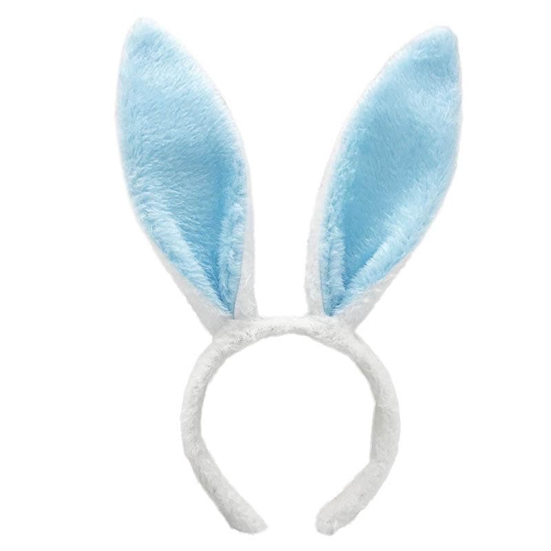 1pc Easter Decoration Cute Rabbit Ear Headband Easter Adult Kids Prop Plush Hairband Bunny Ear Hairband Party Costume Decorations Hair Accessories blue