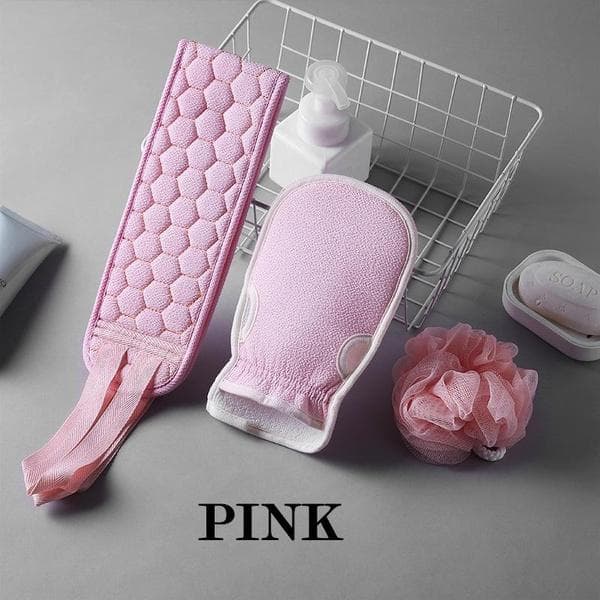 3Pcs 1set / 6Pcs 2set Back Scrubber Exfoliating Gloves and Loofah Bath Sponge Set for Men and Women Body Scrubber Scrubber Can Deep 1Set ( 3pcs ) pink