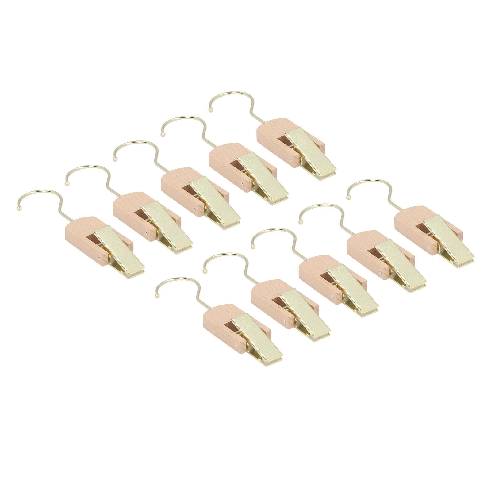 10cm Hanging Clips Metal Hook with Wood Clip 360 Degree Rotating Clothing Hooks for Closet Office