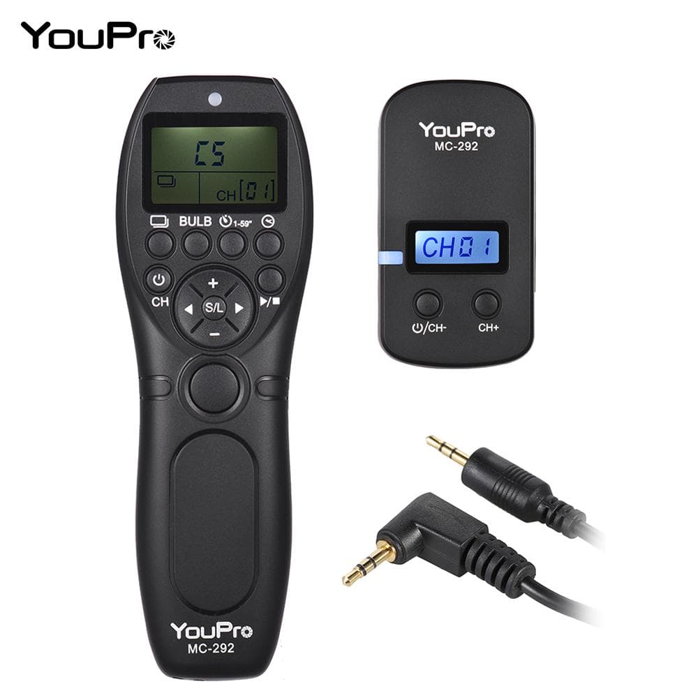 YouPro MC-292 E3 2.4G Wireless Remote Control LCD Timer Shutter Release Transmitter Receiver 32 N3 shutter cable