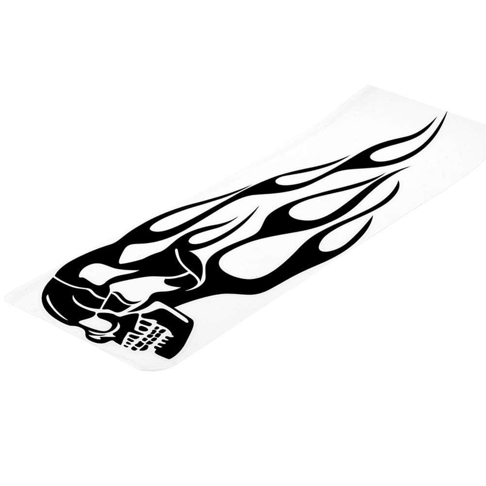 2Pcs Universal Motorcycle Gas Tank Skeleton Flames Badge Decal Stickers black