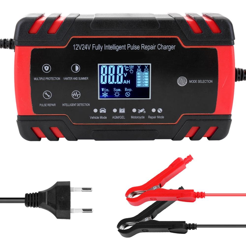 Mini Size Portable 12 V/24 V Car Cell C-harger Adapter Power Motorcycle Auto Cell C-harger with EU Plug red