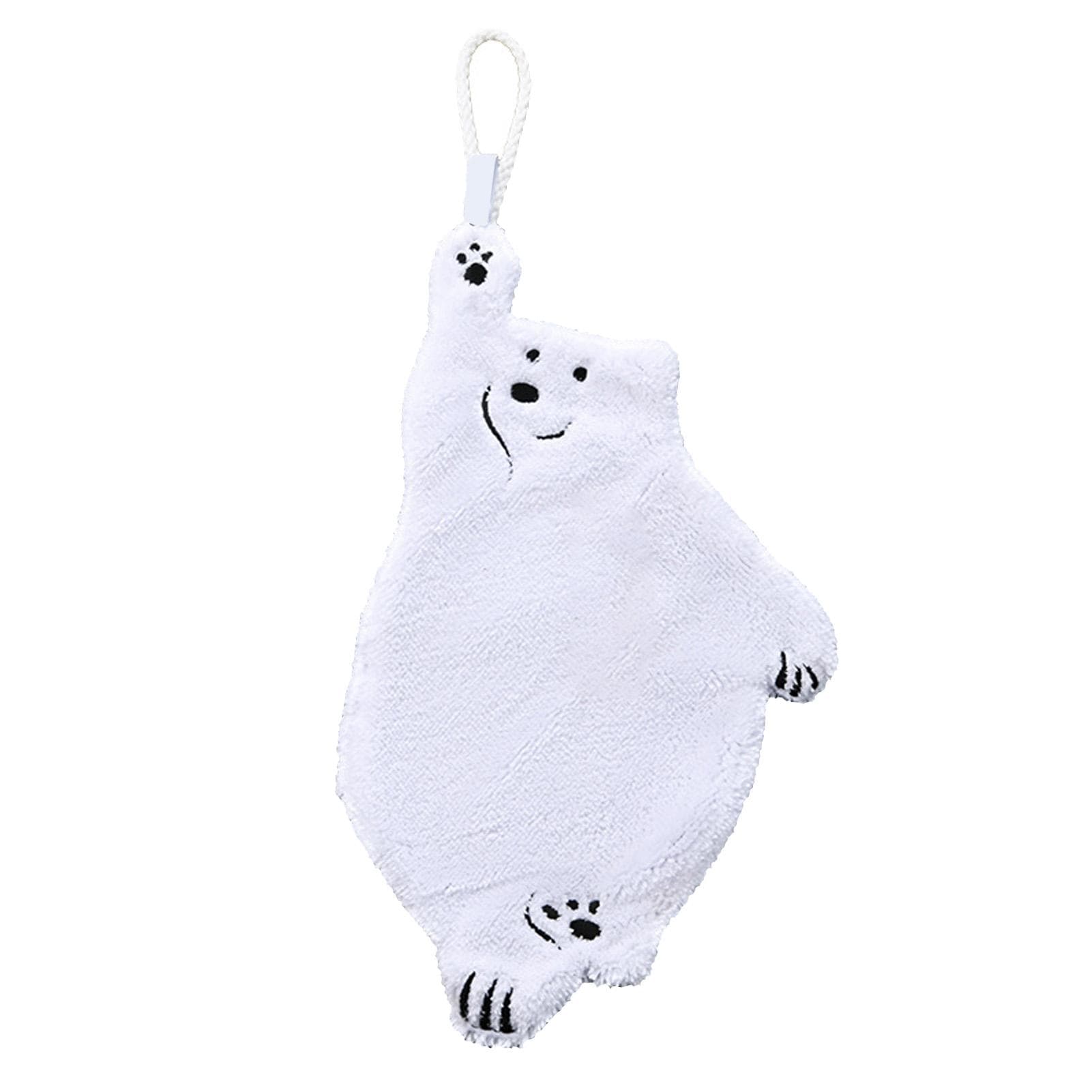 Cute Hand Towels Little Bear Pattern Thickened Absorbent Quick Dry Hanging Hand Towels for Kitchen